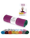 NirvanaShape ® Yoga Handtuch rutschfest | Hot Yoga Towel mit Antirutsch-Noppen | hygienische Yogatuch-Auflage für Yogamatte [ 185 x 63 cm ] aus Mikrofaser Lila