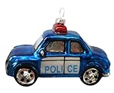 Polizei Auto Streifenwagen Police Weihnachtsbaumkugel Glas Christbaumschmuck