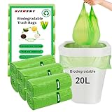 120 Kitbest Biologisch Abbaubare Müllbeutel 20L, Kleine Lebensmittelabfallbeutel Mit Griff, Grün, Pedal, Kompostierbare Schwing-Müllbeutel für Badezimmer, Büro, WC, Küche (51 x 63 cm)