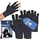 Podcase 4er-Set Arthrose Handschuhe ohne Finger für Damen und Herren – Kompressionshandschuhe für Arthritis, Rheuma – Reduziert Entzündungen – Fingerlose Handschuhe für die Hände (M)