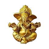 OTKARXUS Hindu-goldene Lord Ganesha-Statuen, 1 x Mini-indische Elefanten-Gott-Statue, Kunstharz-Skulptur, Ganesh-Figur, handgefertigte Elefanten-Ornamente, Dekoration für Zuhause, Büro, Auto