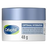 CETAPHIL Optimal Hydration Revitalisierende Nachtcreme, 48g, Spendet Gesichtshaut 24h Feuchtigkeit, Stärkt die Hautbarriere und reduziert Trockenheitsfältchen, Mit Glycerin, Hyaluronsäure & Jojobaöl