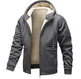 Sport Jacke Herren Slim Fit Plus Samtverdickung Warm Kältejacke Herren Casual Mit Kapuze Einfarbig Langarm Jacke Herren Jugend Mode Klassisch Outdoor Jacken Für Herren A-Dark Grey1 XL