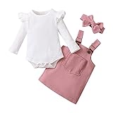 Zukmuk Babykleidung Neugeborene Baby Body+Rock+Stirnband Baby Mädchen Set Kleidung Baby Kleidung Mädchen 0-6 Monate (Rosa A, 3-6 Monate)