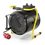 DAHTEC Industrie Heizgerät 9kw Heizlüfter Große Räume mit Thermostat & 3 Heizstufen Bauheizer Bautrockner Heizgebläse mit Tragbarer Griff für Garage, Baustelle