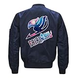 QUIBLO Übergangsjacke Fai-ry Ta-il, Winddichte Pilotenjacke mit Klassischem Stehkragen, Unisex Sport Cargojacke für Herbst Winter, Aufdruck(Blue,3XL)
