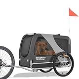 DOGGYHUT® Premium XL Hundefahrradanhänger bis 45 kg Fahrradanhänger für Hunde Hundeanhänger für Fahrrad große Hunde 80103 (GRAU)