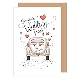 Edition Seidel Premium Glückwunschkarte zur Hochzeit mit Umschlag. Hochzeitskarte Grußkarte Vermählung Just Married Wedding Day Brautpaar Herz Liebe Oldtimer (H496 SW025)