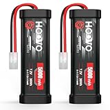 HOOVO 7,2 V NiMH Akku 5000mAh 6 Zellen RC Battery/Batterie für RC Car Autos Flugzeug Hubschrauber Boot Buggy Modellbau Spielzeug (2 Packungen