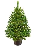 ArtiTree - Künstlicher Weihnachtsbaum 80cm im Topf mit LED - Christmas Tree für Innen und Außen, Kunstlich Baum für Weihnachtsdeko, Realistische Optik