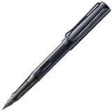 Lamy AL-star black Füller – Füllhalter mit ergonomischem Griff & schwarzer Stahlfeder in Strichbreite M – leichtes Aluminiumgehäuse – inkl. Tintenpatrone T 10 blau – Rechtshänder