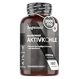 Aktivkohle Kapseln - 2000mg pro Portion - 180 vegane Kapseln...