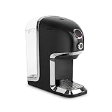 BRU Tee Automat für losen Tee & Kräuter & Teebeutel, OHNE Kapseln, Heißwasserspender & Teemaschine in einem, Tee & filtriertes Wasser auf Knopfdruck, automatisches Reinigungssystem (Schwarz/Chrome)