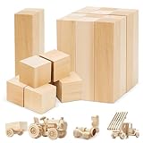 20 Stück Schnitzholz, Holzklötzchen zum Basteln, Klötzchen zum Schnitzen für Kinder, Anfänger & Erwachsene Diy Drechseln und Holz Schnitzen (14 Stück Holzklötzchen + 6 Stücke holzblock)