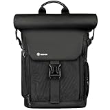 TARION Kamerarucksack Rolltop Wasserdicht Fotorucksack Kameratasche DSLR Rucksack mit 15,6 Zoll Laptophülle und Regenschutzhülle(SP-01-Schwarz)