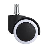 LIHAO 5X Hartbodenrollen Drehstuhlrollen 10mm / 50mm Bürostuhlrollen Universalrollen Rollenset für Schreibtischstuhl Bürostuhl Schwarz Weiß
