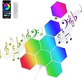 UooEA Hexagon LED Panels - 8 Pack RGB Smart Wandleuchte Innen Kreative Dekorative Hexa LED Light Panels Musik Sync für zimmer & Gaming Stimmungslichte Deko