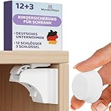 WunderHippo Magnetische Kindersicherung 12 Schlösser + 3 Schlüssel – Unsichtbarer Magnetverschluss – Schranksicherung & Schubladensicherung ohne Bohren – Weiß