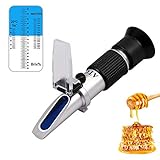 AUTOUTLET Imker Refraktometer Honig 38-43Be Brix 58-92% Wasser 12-27%, 3-in-1 Refraktometer Zucker Wassergehalt Handrefraktometer mit ATC für Honig Pflanzenölen Zuckersirup Fruchtmarmelade Melasse