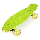 Xootz Retro-Kunststoff-Skateboard mit LED-Leuchtrollen, für Kinder, komplett, Kinder, Complete Retro Plastic, grün