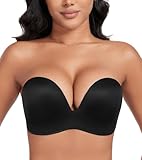 DotVol Damen Flügel-Design Push Up Bra Trägerloser BH Komfort Bügellos Unsichtbare Wirefree Anti-Rutsch BH(Schwarz,75B)