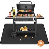 Digiroot Feuerfeste Unterlage 100 * 180cm, Faltbare Grillunterlage Bodenschutz, Silikon-Glasfaser Hitzebeständige Wasserbeständige Grillmatte für BBQ Grills, Kamin, Boden, Rasen und Camping, Schwarz