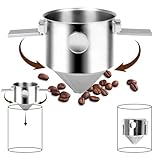 Foyucool Kaffeefilter Wiederverwendbar, Kaffeefilter Edelstahl, Kaffeefilterhalter Papierloser Tragbar, Doppelter Maschenfilter, Leicht zu Reinigen, für Reisen, Camping, Büro