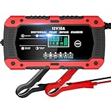 Autobatterie Ladegerät 10A Batterieladegerät 12V Intelligentes LiFePO4 Ladegerät Autobatterie LCD Display Mit Temperaturkompensation Mit Rekonditionierungsmodus KFZ Ladegerät Auto Und Motorrad