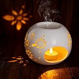 Bighan Duftlampe Split-Typ Aromalampe Teelichthalter Duftlampe aus Keramik Aroma Diffuser - Weiß