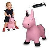 JAMARA 460453 Hüpftier Einhorn HoppyDoo - Spielzeug für Kinder, Hüpfspielzeug Baby Indoor/Outdoor, Geschenk für Kids, Gartenspielzeug, Bouncing, Pflegeleicht, BPA frei, mit Pumpe