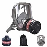 Sosvulix Wiederverwendbare Vollgesichts Gasmasken werden 40 mm Aktivkohlefilter,für Spritzlackierung, Pestizide, chemische Industrie, Formaldehyddekoration,