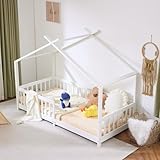LALAHO Kinderbett Bodenbett 90x200 cm (Weiß), Kinder Bett...
