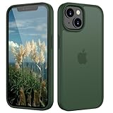 HGH Matt Hülle für iPhone 13 Mini 5,4 Zoll, [Militärschutz] Schutzhülle Samtige Touch Matt Anti-Kratzen, Durchscheinende Rückseite Schutzhülle, Anti-Fingerabdruck (Dunkelgrün)