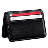 Mini Bifold Magic Purse Holder Wallet Clip Wallet Leder Neutral Money Card Wallet Brieftasche Klein (Black, One Size)