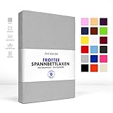 Jacobson Premium FROTTEE Spannbettlaken Spannbetttuch Bettlaken Baumwolle ca. 200g/m² (180x200cm - 200x200cm, Grau)