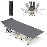 Flycoop Feldbett Klappbar Camping Bett Camping Liege 1 Person Klappliege Faltbar 71cm Feldbett XXL Camping Bed Bis 204 kg Reisebett Erwachsene für Garten Innen Outdoor Camping Schwarz