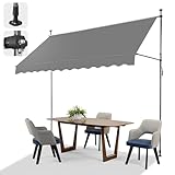 LEADZM Klemmmarkise 300 cm Breit,Balkon Markise ohne...