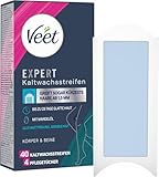 Veet Expert Kaltwachsstreifen Körper & Beine - Wachsstreifen zur Haarentfernung für alle Hauttypen inkl. sensibler Haut - 20 Doppelstreifen = 40 Streifen