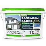 derendo Silikonharz Fassadenfarbe weiß mit ULTRA Wetterschutz, 10l, Selbstreinigungeffekt durch Abperleffekt wie beim Lotus Blatt Schutz vor Verunreinigungen durch hochwertige Silikonharz-Beschichtung