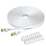 BUSOHE Cat 8 Ethernet-Kabel 15m, Hochgeschwindigkeits- Gigabit RJ45 LAN Netzwerkkabel, 40Gbps 2000Mhz Internet Patchkabel Kompatibel mit Router, Modem, PC, Laptop, Drucker (weiß)