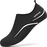 Sixspace Herren Damen Badeschuhe Wasserschuhe Aquaschuhe Strandschuhe Schnell Trocknend Slip on Breathable Schwimmschuhe Surfschuhe für Beach Pool Surfen Yoga Schwarz(Lieferantengröße 40 EU)