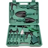 Gartenwerkzeug Set aus Edelstahl, 10 TLG. Set Gartengeräte, Gartenarbeit Set mit Koffer, Pflanzset, Garten Hand Werkzeuge, ideale Gartengeschenke für Frauen und Männer