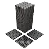 BotaBay 38er Spar-Set Terrassenfliesen WPC Kunststoff Deck Fliesen 30.5x30.5cm 3.5m² Stecksystem Drainage Zuschneidbar Terrasse für Veranda Pool Balkon Hinterhof