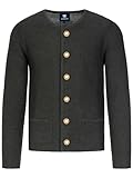 Almbock Strickweste Herren Langarm schwarz - Oktoberfest Strickjacke aus weicher und wärmender Naturwolle - Janker Herren - Trachtenjacke Herren XXL