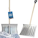 KOTARBAU® Schneeschaufel Schneeschieber 50cm mit Holzstiel Verstärkt Aluminium Schild mit Ergonomischem Griff 139 cm