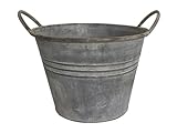 zeitzone Zinktopf Pflanztopf Zink Blumentopf Zinkeimer Rund mit Griffen Landhausstil 23cm