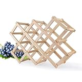 HUHAORAN2021 Weinhalter Massivholz Weinregal Falten Haushaltsweinhalter Wine Display Rack Wohnzimmer Holzweinkabinett Rack Weinregal (Color : Wood)