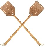 Dirza Fliegenklatsche aus Leder für drinnen und draußen, robuste Fliegenklatsche mit Walnussholzgriff, 50 cm lang, Anleitung für Käfer, Fliegen, Bienen, Mücken, 2 Stück, Braun