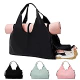 KYYLZ Sporttasche Damen Yogatasche Groß,Sporttasche Reisetasche mit Schuhfach,Wasserdicht Tragetasche für Yogamatten,Schwimmtasche Sport Gym Yoga Bag für Yogamatten & Yoga-Zubehör für Damen Schwarz