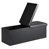 Casaria® Sitzbank mit Stauraum 115x38x38cm Schwarz Deckel Klappbar Gepolstert Faltbar Kunstleder Stabil Flur Schlafzimmer Sitztruhe Bettbank Polsterbank